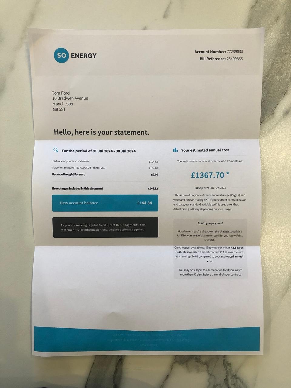 #UtilityBill #UK #SoEnergy